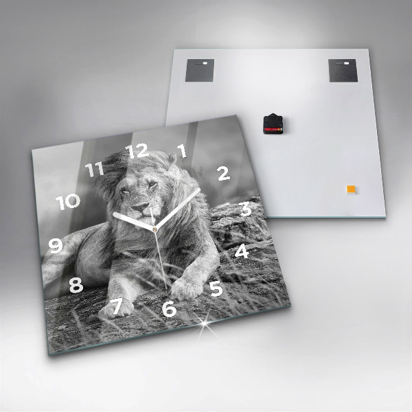 Ceas pătrat de perete din sticlă Rezumat - Leu