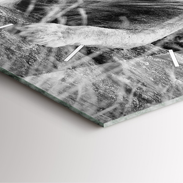 Ceas pătrat de perete din sticlă Rezumat - Leu