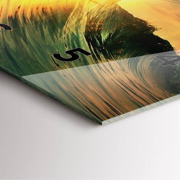 Ceas pătrat de perete din sticlă Perspectiva valurilor apusului