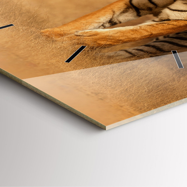 Ceas pătrat de perete din sticlă Vânătoarea de tigru