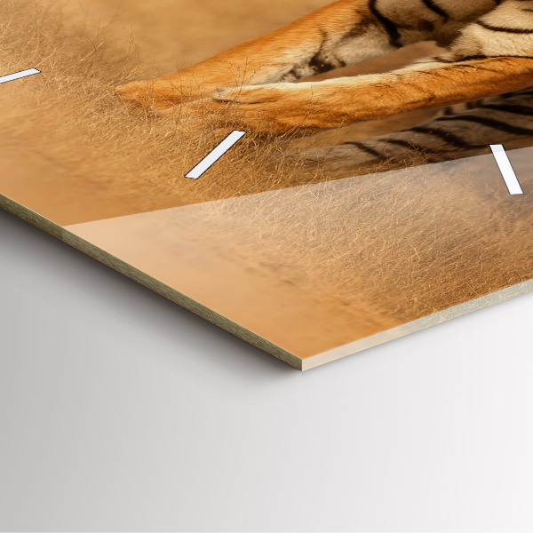 Ceas pătrat de perete din sticlă Vânătoarea de tigru