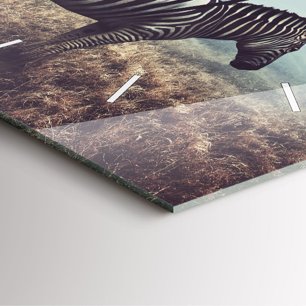 Ceas pătrat de perete din sticlă Zebra – Abstracție