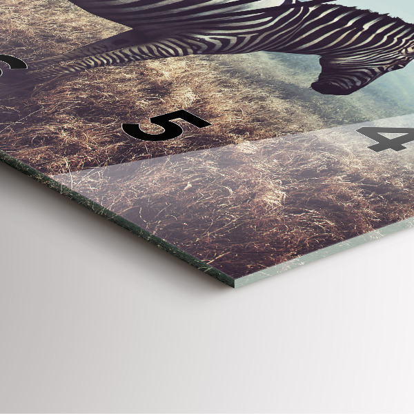 Ceas pătrat de perete din sticlă Zebra – Abstracție