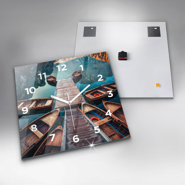 Ceas pătrat de perete din sticlă Pod și Lac