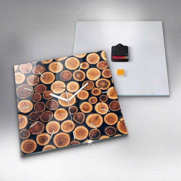 Ceas pătrat de perete din sticlă Lemn