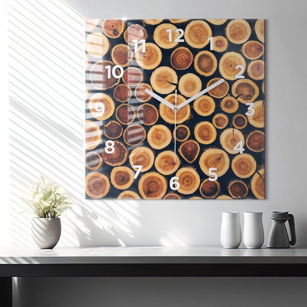 Ceas pătrat de perete din sticlă Lemn