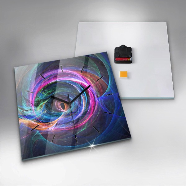 Ceas pătrat de perete din sticlă Fractal colorat