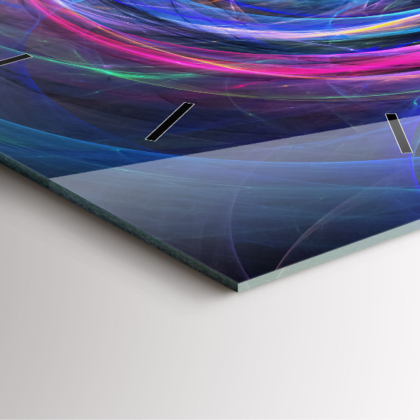 Ceas pătrat de perete din sticlă Fractal colorat