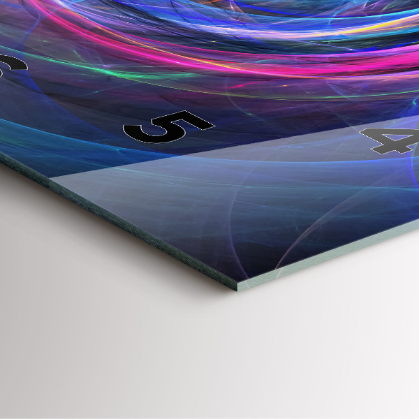 Ceas pătrat de perete din sticlă Fractal colorat