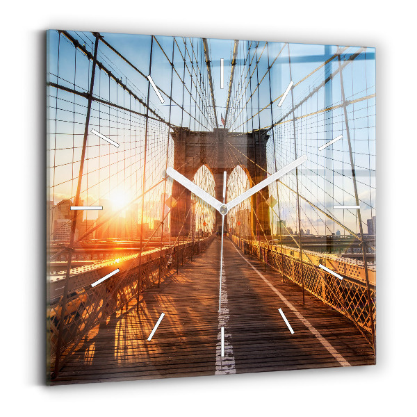 Ceas pătrat de perete din sticlă Podul Brooklyn NYC