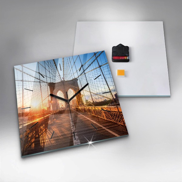 Ceas pătrat de perete din sticlă Podul Brooklyn NYC