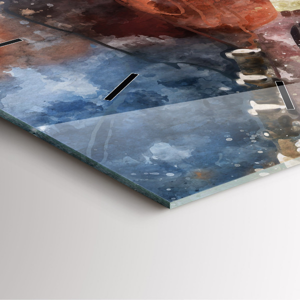 Ceas pătrat de perete din sticlă Vizualizare chitara