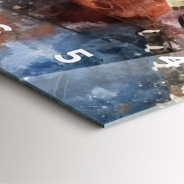 Ceas pătrat de perete din sticlă Vizualizare chitara