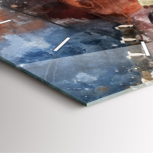 Ceas pătrat de perete din sticlă Vizualizare chitara