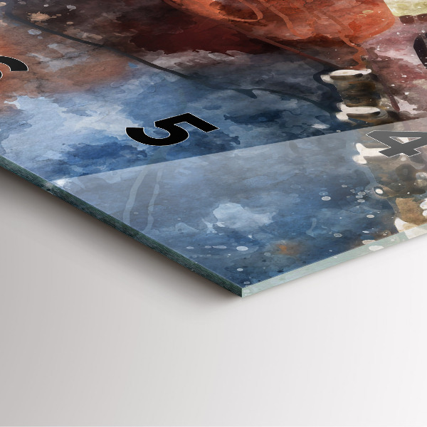 Ceas pătrat de perete din sticlă Vizualizare chitara