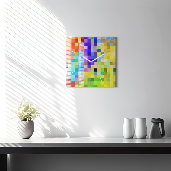 Ceas pătrat de perete din sticlă Compoziție pătrată