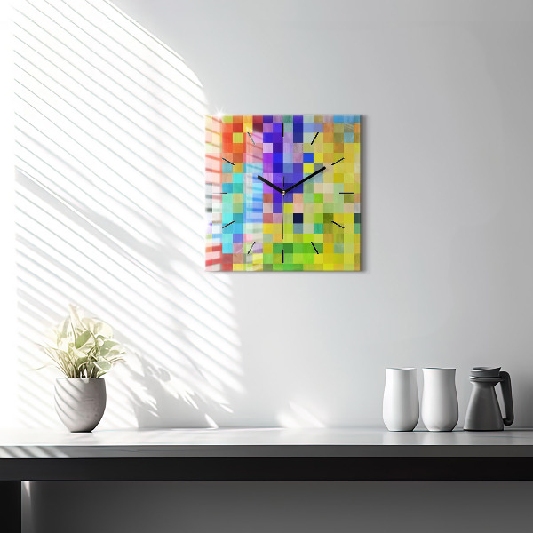 Ceas pătrat de perete din sticlă Compoziție pătrată