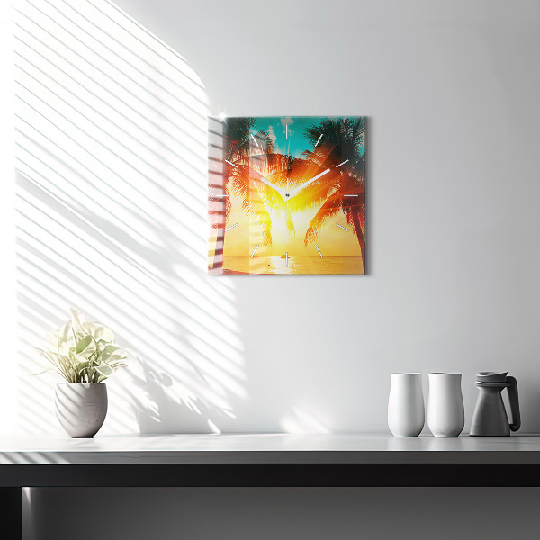 Ceas pătrat de perete din sticlă Vacante Odihna Vara