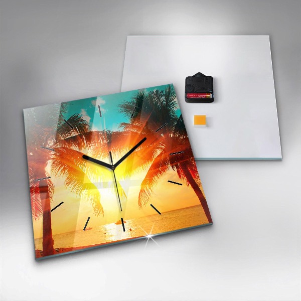 Ceas pătrat de perete din sticlă Vacante Odihna Vara