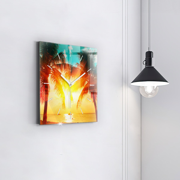 Ceas pătrat de perete din sticlă Vacante Odihna Vara