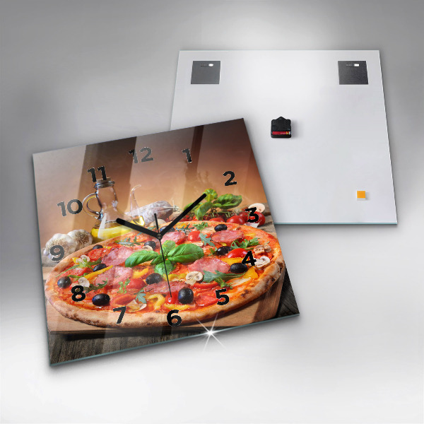 Ceas pătrat de perete din sticlă Inima culinară a Italiei