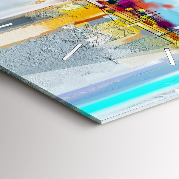 Ceas pătrat de perete din sticlă Peisaj abstract de ulei