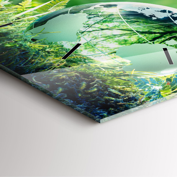 Ceas pătrat de perete din sticlă Glob