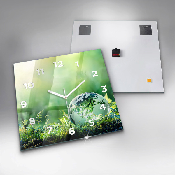 Ceas pătrat de perete din sticlă Glob