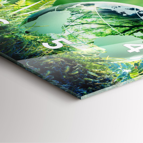 Ceas pătrat de perete din sticlă Glob