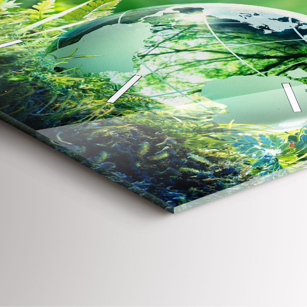 Ceas pătrat de perete din sticlă Glob