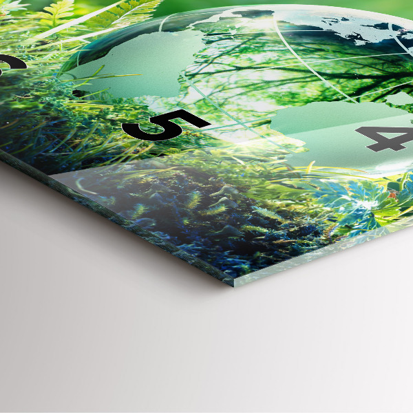 Ceas pătrat de perete din sticlă Glob