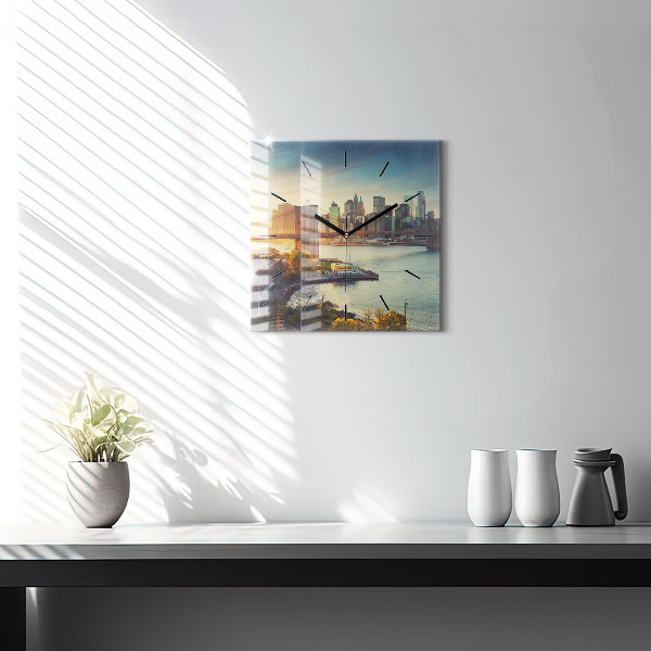 Ceas pătrat de perete din sticlă New York Manhattan