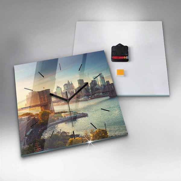Ceas pătrat de perete din sticlă New York Manhattan