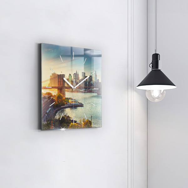 Ceas pătrat de perete din sticlă New York Manhattan
