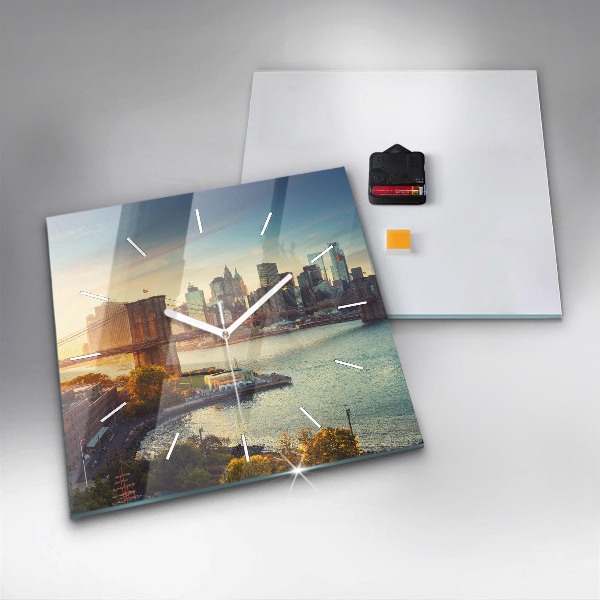 Ceas pătrat de perete din sticlă New York Manhattan
