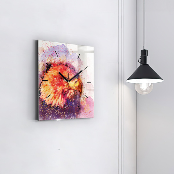 Ceas pătrat de perete din sticlă Vultur acuarelă