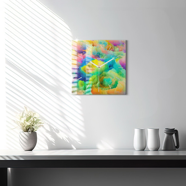 Ceas pătrat de perete din sticlă Textura fractală