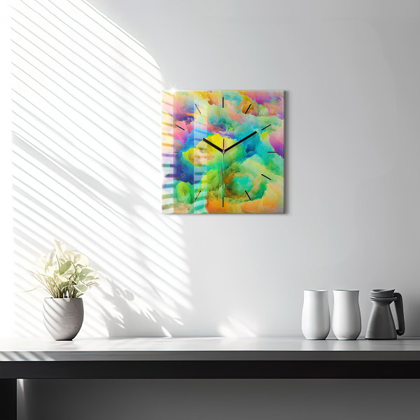 Ceas pătrat de perete din sticlă Textura fractală