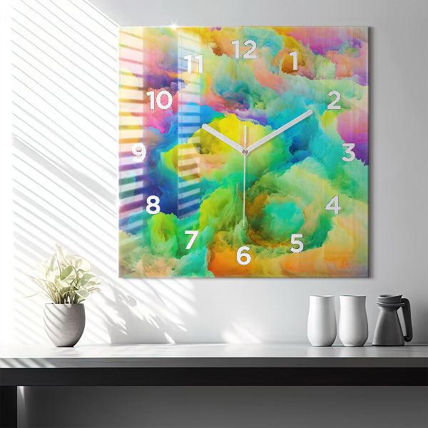 Ceas pătrat de perete din sticlă Textura fractală