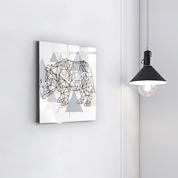 Ceas pătrat de perete din sticlă Model geometric