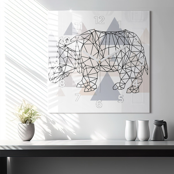 Ceas pătrat de perete din sticlă Model geometric