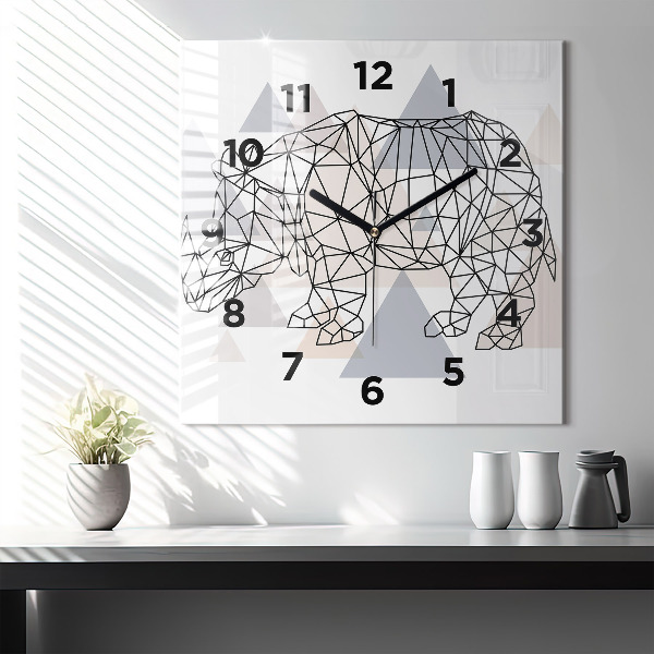 Ceas pătrat de perete din sticlă Model geometric