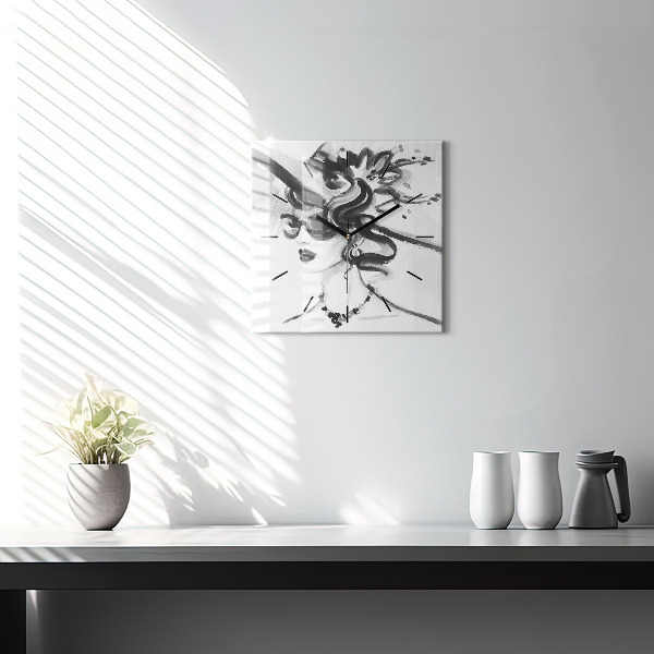 Ceas pătrat de perete din sticlă Femeie la modă