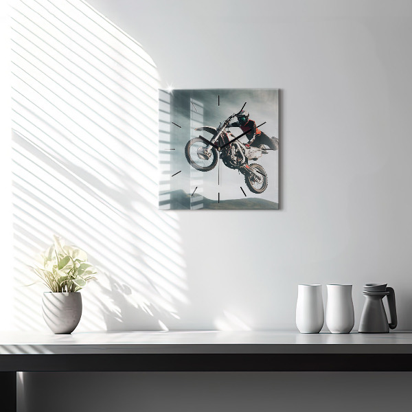 Ceas pătrat de perete din sticlă Stilul motor Adrenalina