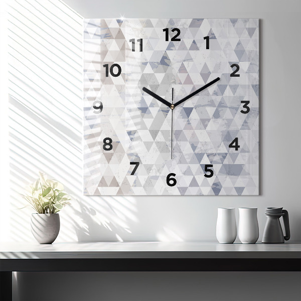 Ceas pătrat de perete din sticlă Model geometric
