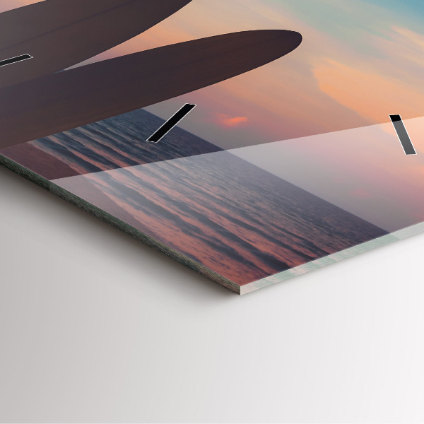 Ceas pătrat de perete din sticlă Surfing pe plajă