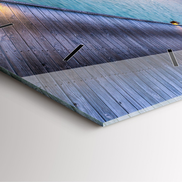 Ceas pătrat de perete din sticlă Apus de soare din Maldive