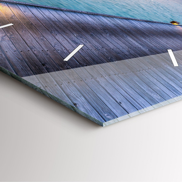 Ceas pătrat de perete din sticlă Apus de soare din Maldive