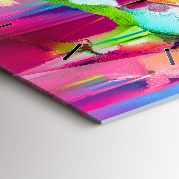 Ceas pătrat de perete din sticlă Flori abstracte