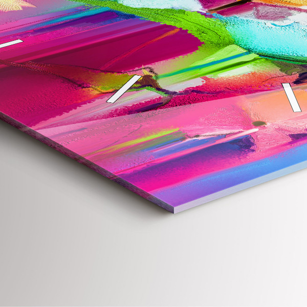 Ceas pătrat de perete din sticlă Flori abstracte